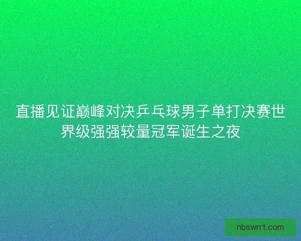 直播见证巅峰对决乒乓球男子单打决赛世界级强强较量冠军诞生之夜